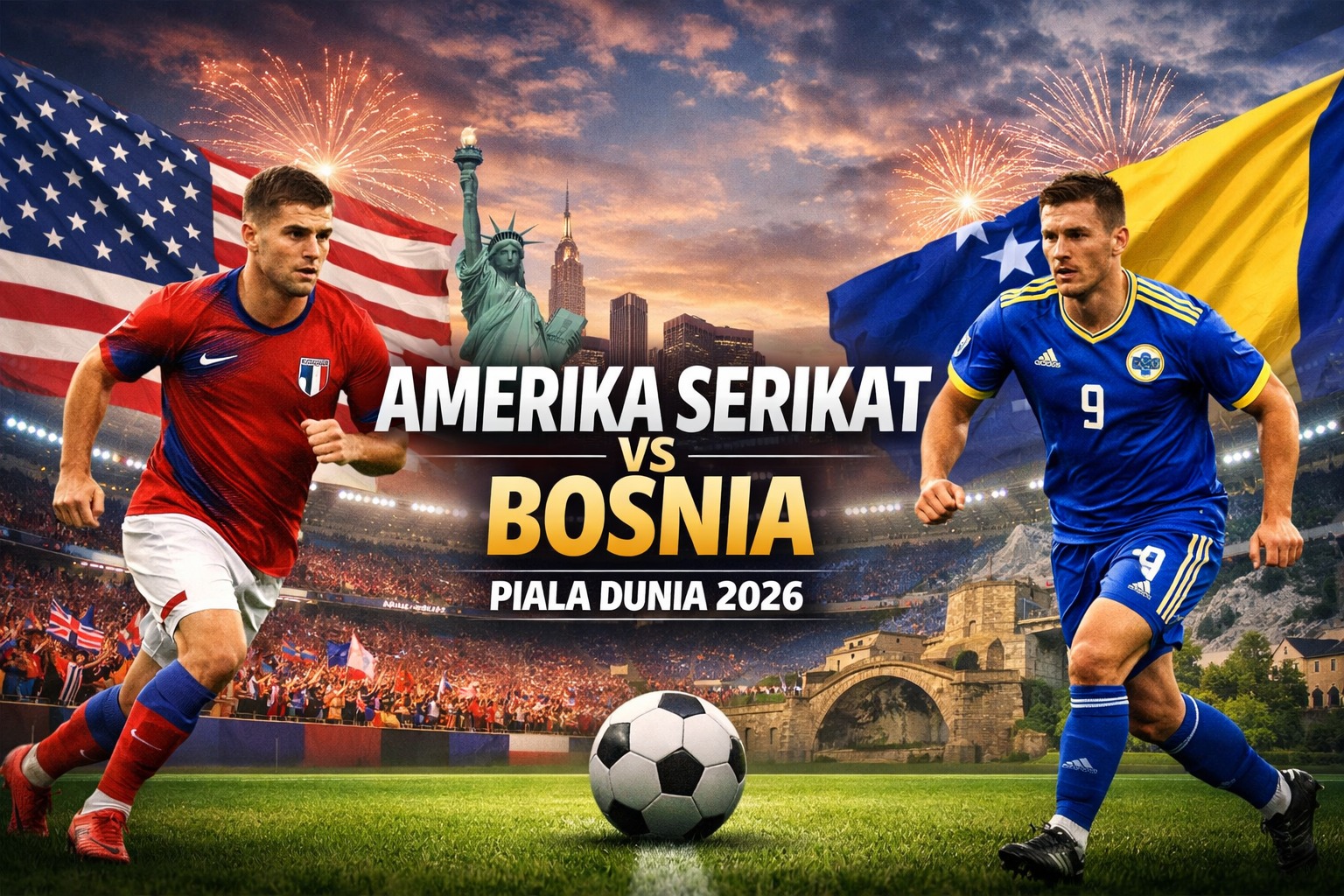 Amerika Serikat vs Bosnia dan Herzegovina Pukul 07.00 WIB di Okestream : Streaming Piala Dunia 2026 dengan Cerita Tuan Rumah
